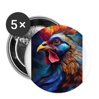 A Colorful Chicken Portrait 1 - Buttons small 1''/25 mm (5-pack) - white - Front