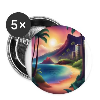 Beautiful sunset at a Miami beach - Buttons small 1''/25 mm (5-pack) - white - Front