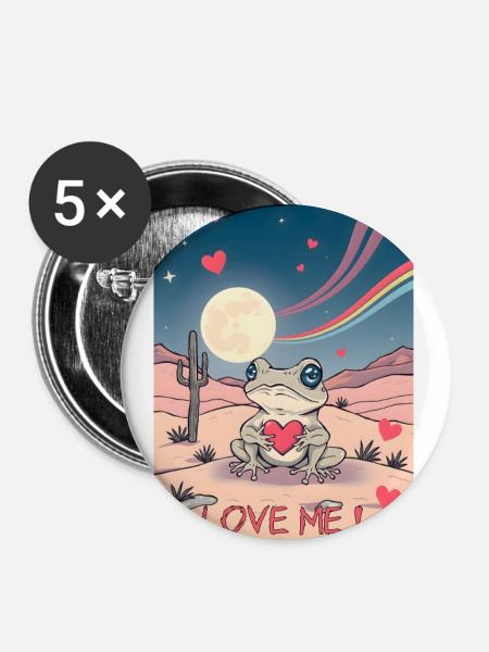 Love Me! Kröte Nr.2 - Buttons klein 25 mm (5er Pack) - Weiß