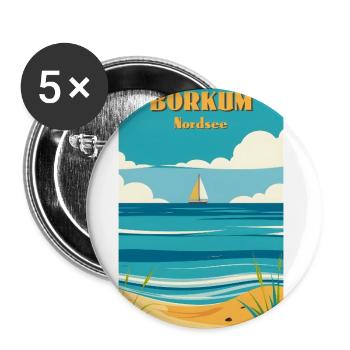 Borkum - Buttons klein 25 mm (5er Pack) - Weiß - Vorne