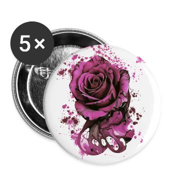 Pink, Rose, Ink, Painting, Illustration - Buttons small 1''/25 mm (5-pack) - white - Front
