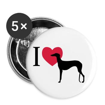 I love Galgo Español - Lot de 5 petits badges (25 mm) - blanc - Devant