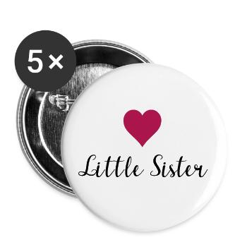 "Little Sister" Schriftzug Geschenk Idee - Buttons klein 25 mm (5er Pack) - Weiß - Vorne