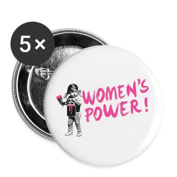 FRAUENPOWER! - Internationaler Frauentag - Buttons klein 25 mm (5er Pack) - Weiß - Vorne