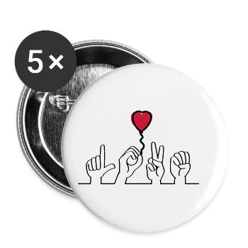Slogan love - liefde. Ik hou van je, verliefd - Buttons klein 25 mm (5-pack) - wit - Voor