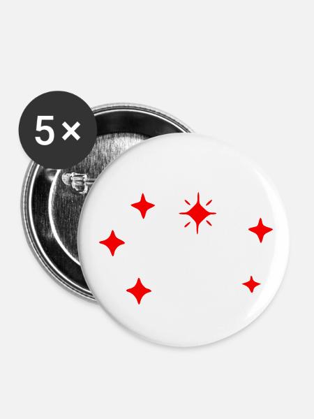 Sterne - Buttons klein 25 mm (5er Pack) - Weiß