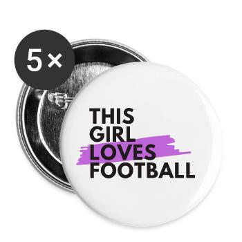 Dieses Mädchen liebt Fußball - Buttons klein 25 mm (5er Pack) - Weiß - Vorne