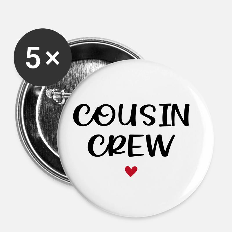 Cousin Squad / Cousin Crew / Cousinen - Buttons klein 25 mm (5er Pack) - Weiß