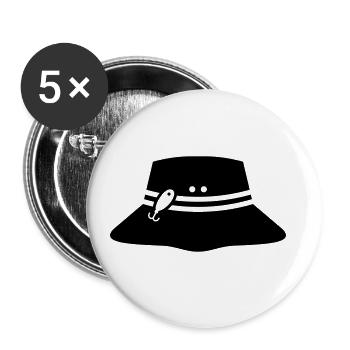 Icône chapeau de pêche Silhouette - Lot de 5 petits badges (25 mm) - blanc - Devant