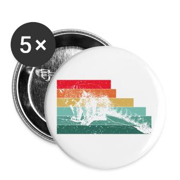 Chat Ours Petit Panda Rétro - Lot de 5 petits badges (25 mm) - blanc - Devant
