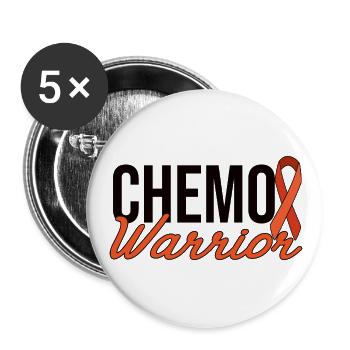 Chemo Warrior - Orangene Schleife - Buttons klein 25 mm (5er Pack) - Weiß - Vorne