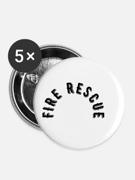 Fire Rescue - Buttons klein 25 mm (5er Pack) - Weiß