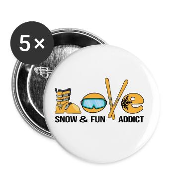ski pistensau alpin shihase ski-love - Lot de 5 petits badges (25 mm) - blanc - Devant