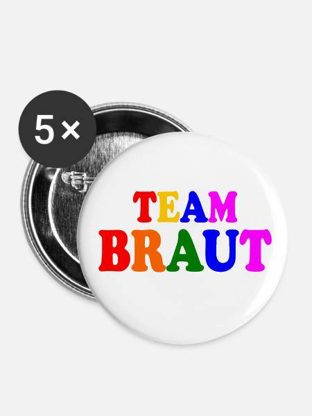 Team braut - Buttons klein 25 mm (5er Pack) - Weiß