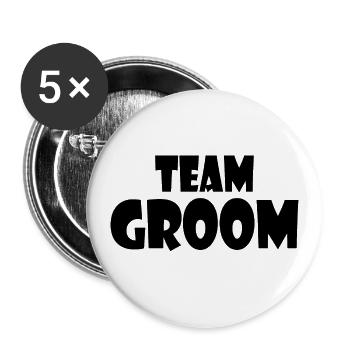 Team groom - Lot de 5 petits badges (25 mm) - blanc - Devant