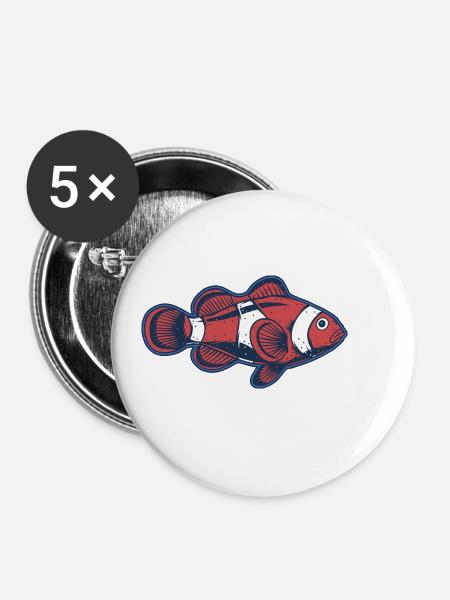 Clownfisch - Buttons klein 25 mm (5er Pack) - Weiß