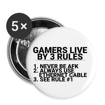 Les joueurs vivent selon 3 règles, ne soyez jamais afk,... 1 - Lot de 5 petits badges (25 mm) - blanc - Devant