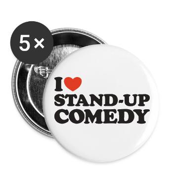 I love Stand-Up Comedy Herz Shirt - Buttons klein 25 mm (5er Pack) - Weiß - Vorne