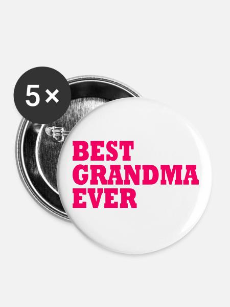 Best grandma ever - Buttons klein 25 mm (5er Pack) - Weiß