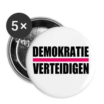 demokratie verteidigen - Buttons klein 25 mm (5er Pack) - Weiß - Vorne