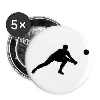 Black silhouette of a volleyball player - Buttons small 1''/25 mm (5-pack) - white - Front