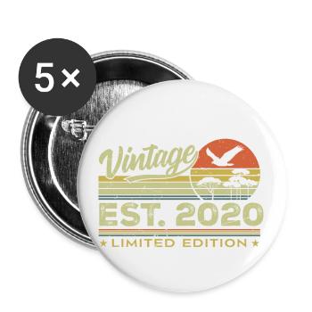 Vintage 2020 Awesome Since 2020 Gift 2020 Retro - Buttons small 1''/25 mm (5-pack) - white - Front