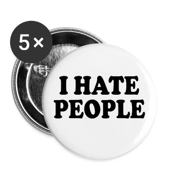 I hate people - Buttons klein 25 mm (5er Pack) - Weiß - Vorne