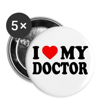 I love my doctor - Lot de 5 petits badges (25 mm) - blanc - Devant