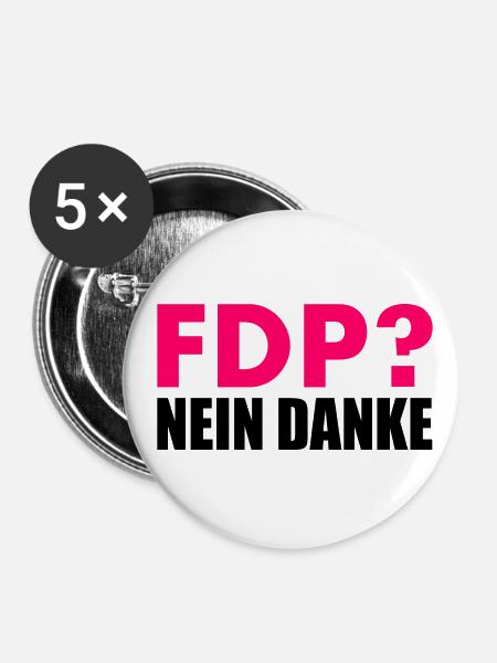 Fdp nein danke - Buttons klein 25 mm (5er Pack) - Weiß