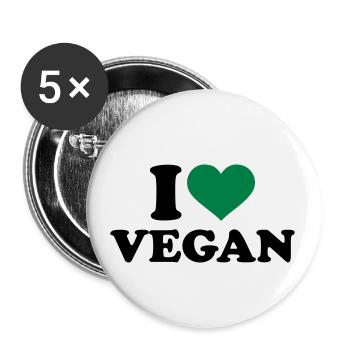 végétalien - Lot de 5 petits badges (25 mm) - blanc - Devant