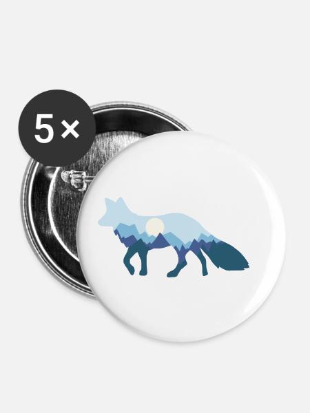 Fuchs Mondschein fox moonlight - Buttons klein 25 mm (5er Pack) - Weiß