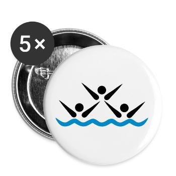 synchronized swimming - Buttons small 1''/25 mm (5-pack) - white - Front