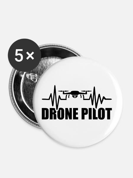 Drohne - Buttons klein 25 mm (5er Pack) - Weiß
