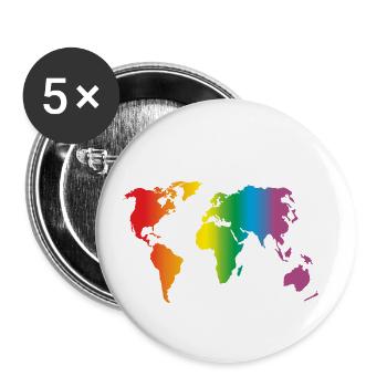 Lgbt Regenbogen Welt / erde - Buttons klein 25 mm (5er Pack) - Weiß - Vorne