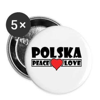 Polska - Polen - Buttons klein 25 mm (5er Pack) - Weiß - Vorne