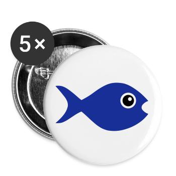 ★ Design colors changeable ★ Fish with googly eyes - Buttons small 1''/25 mm (5-pack) - white - Front