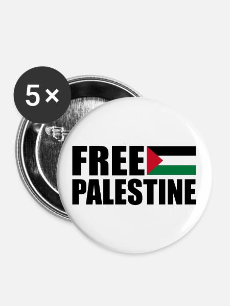 Free palestine - Buttons klein 25 mm (5er Pack) - Weiß