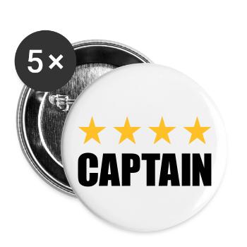 Captain (Vier Sterne in einer Reihe) - Buttons klein 25 mm (5er Pack) - Weiß - Vorne
