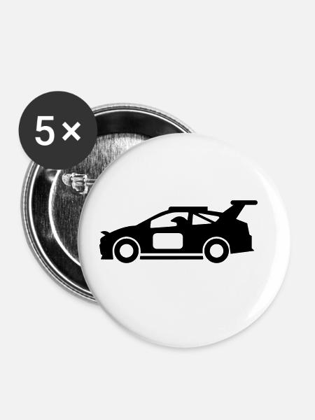 Auto Rennfahrer - Buttons klein 25 mm (5er Pack) - Weiß