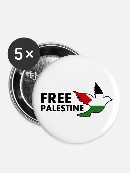 Free palestine - Buttons klein 25 mm (5er Pack) - Weiß