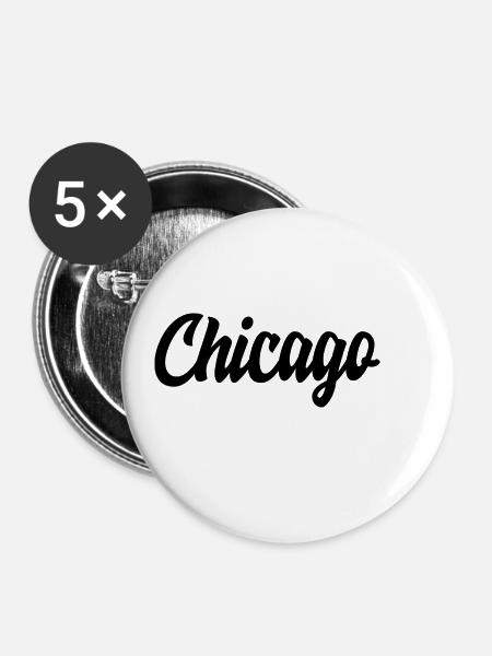 Chicago - Buttons klein 25 mm (5er Pack) - Weiß