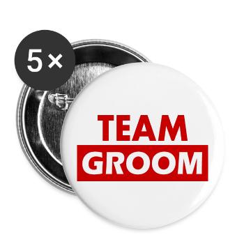 Team groom - Lot de 5 petits badges (25 mm) - blanc - Devant