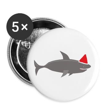X-mas Shark - Buttons small 1''/25 mm (5-pack) - white - Front