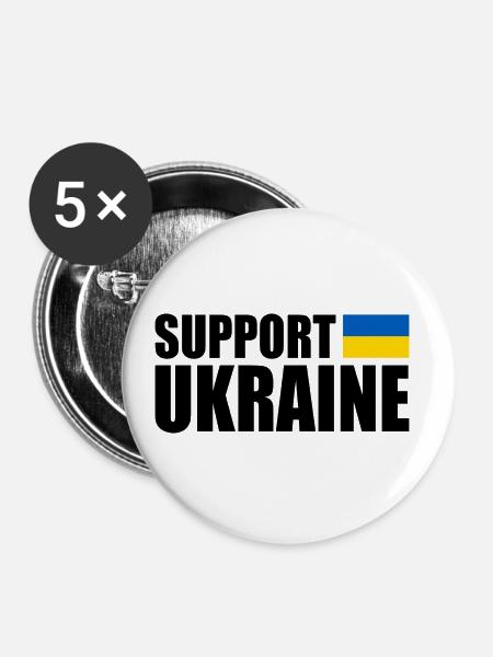 Support ukraine - Buttons klein 25 mm (5er Pack) - Weiß