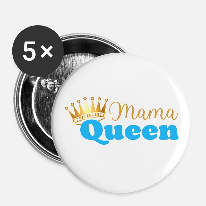 Mama Königin - Mama Königin - Muttertagsgeschenk - Buttons klein 25 mm (5er Pack) - Weiß