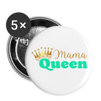 Mama queen - maman reine - cadeau fête des mères - Lot de 5 petits badges (25 mm) - blanc - Devant