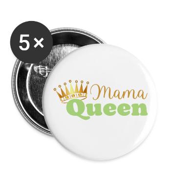Mama queen - maman reine - cadeau fête des mères - Lot de 5 petits badges (25 mm) - blanc - Devant