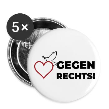 Gegen rechts - Buttons klein 25 mm (5er Pack) - Weiß - Vorne