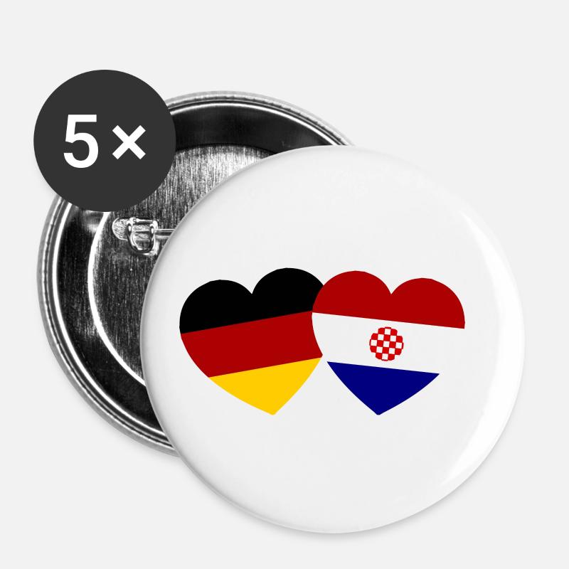 Die deutsch kroatische Freundschaft - Buttons klein 25 mm (5er Pack) - Weiß