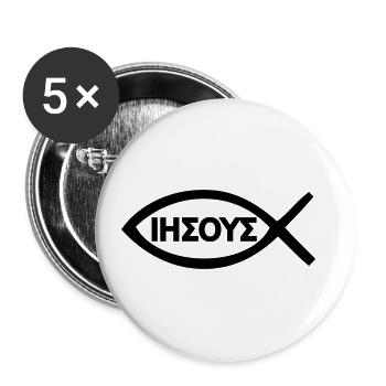 Christen Jesus Fisch Symbol - Buttons klein 25 mm (5er Pack) - Weiß - Vorne